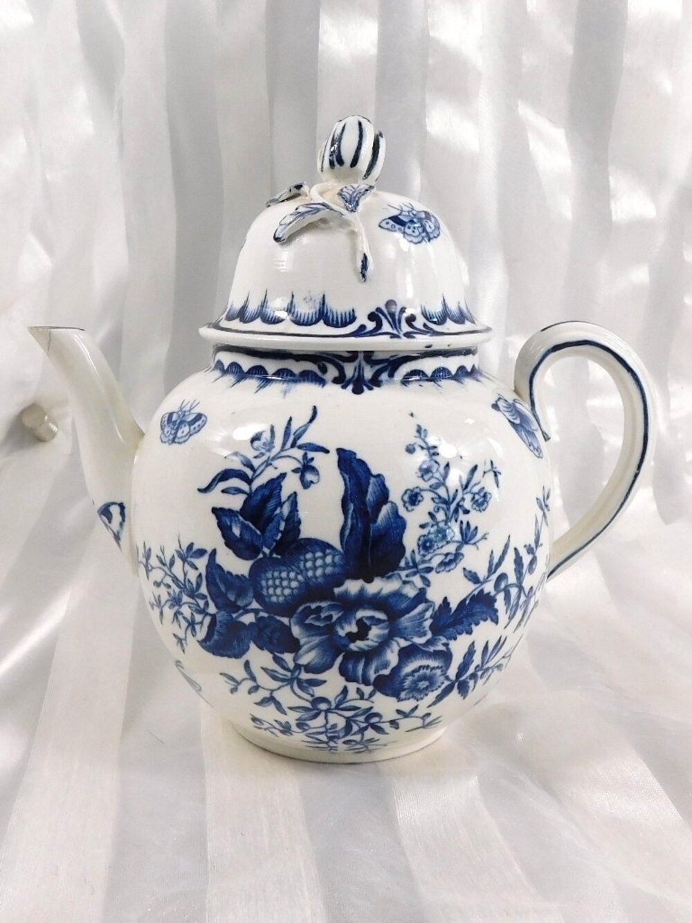White and Blue Teapot in Blue Sprays  # 27091